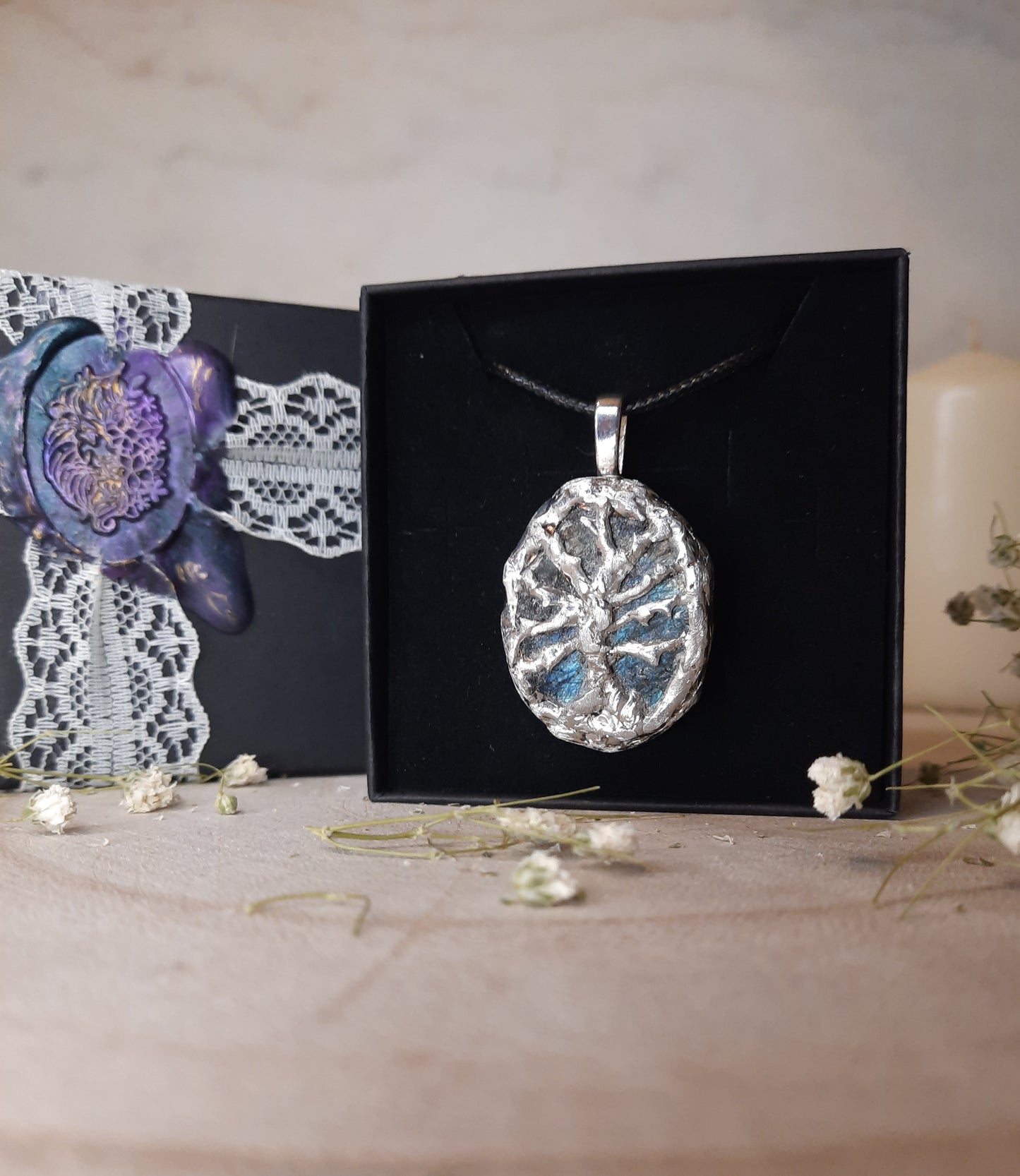 Handcrafted Labradorite Tree of Life Pendant – Tiffany Soft Solder Technique