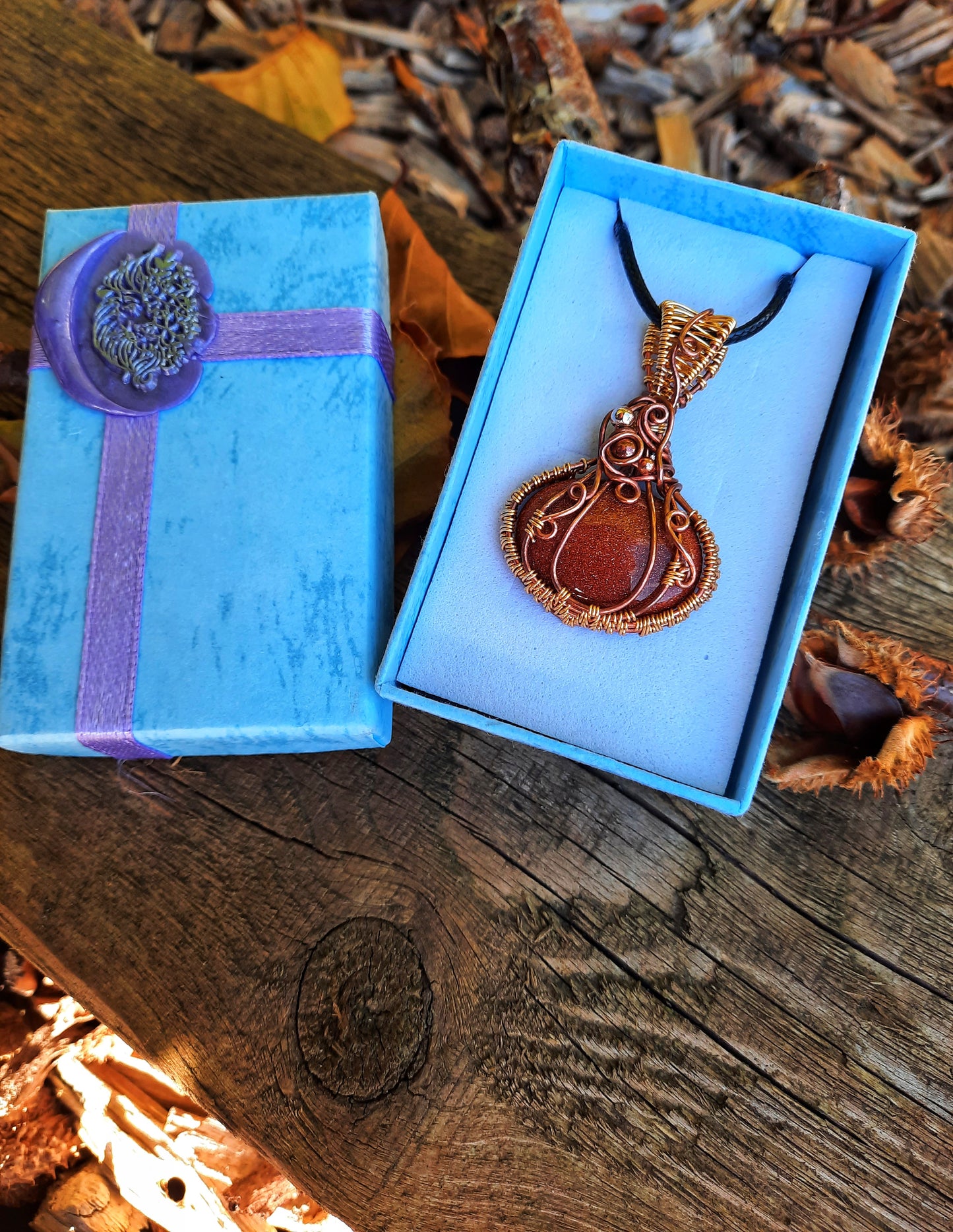 Goldstone pumpkin pendant