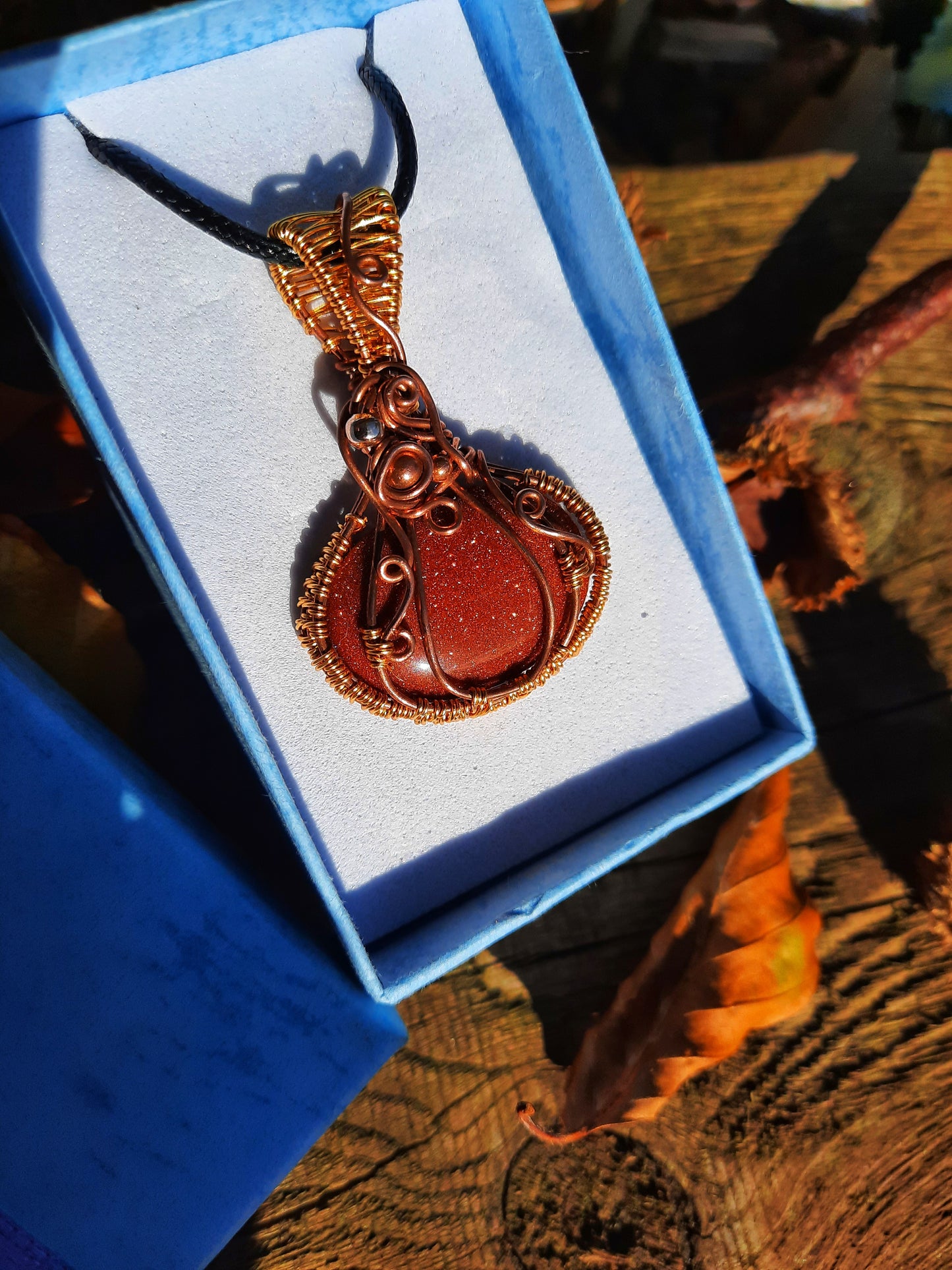 Goldstone pumpkin pendant