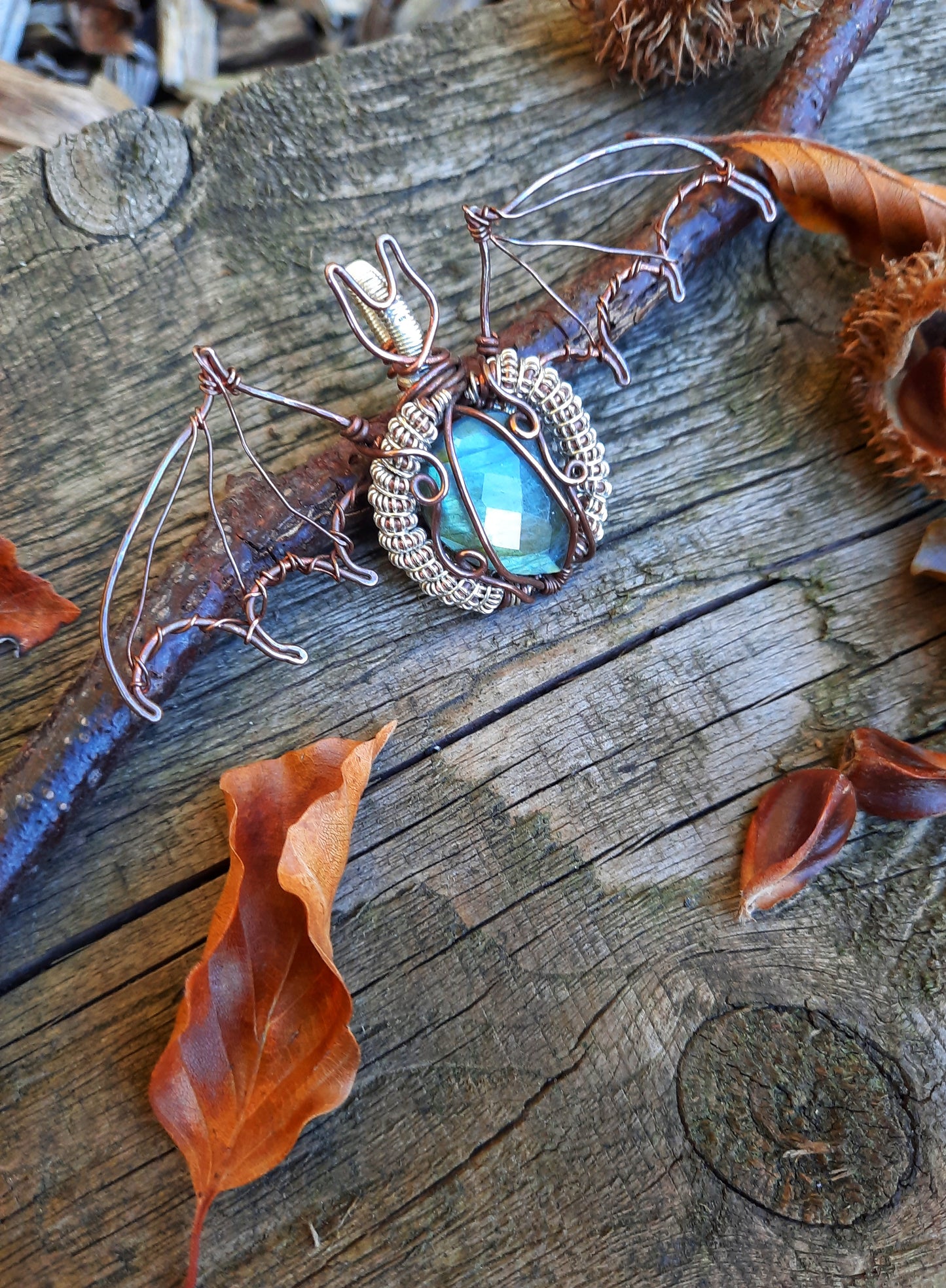 Faceted Labradorite Bat Pendant