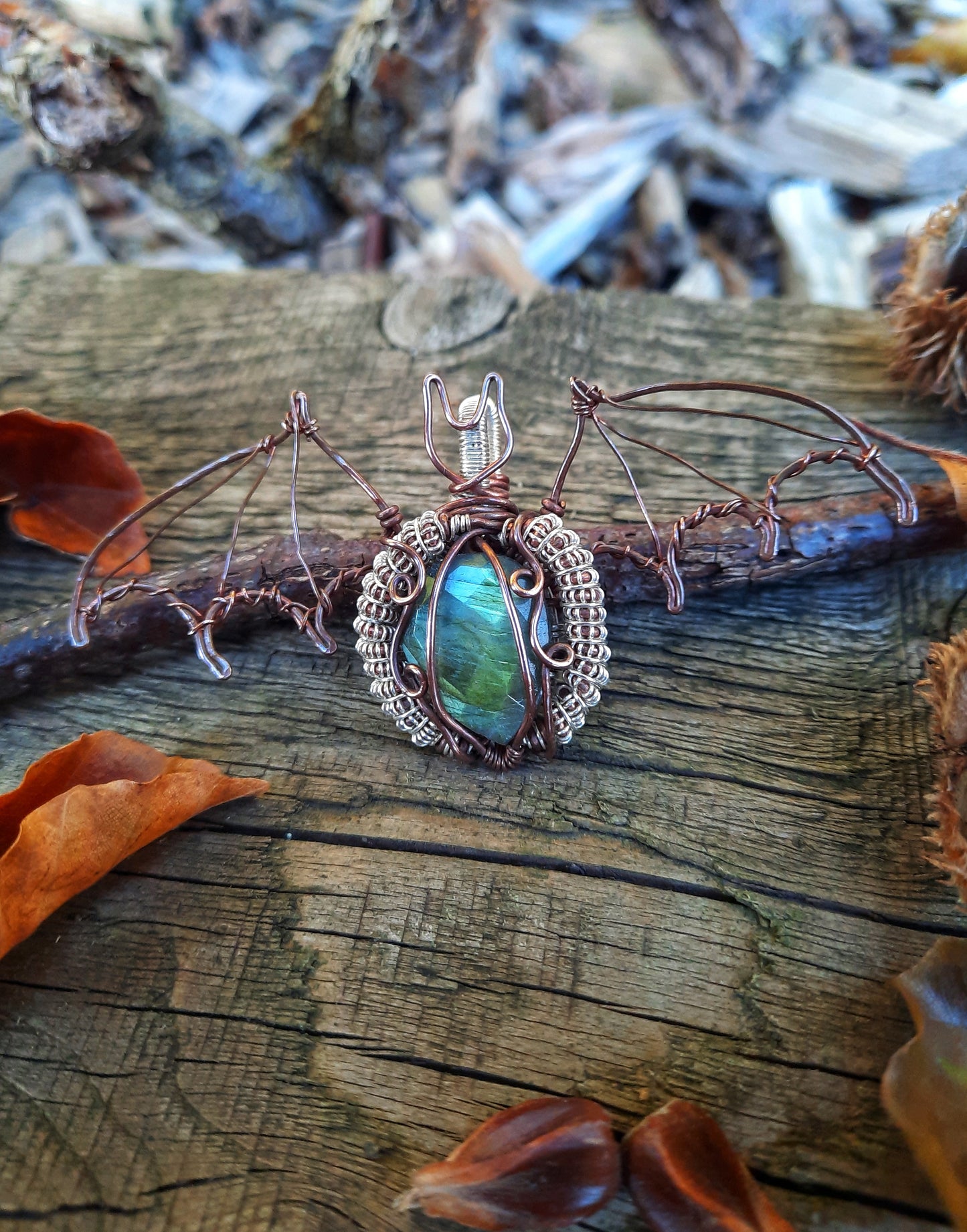 Faceted Labradorite Bat Pendant