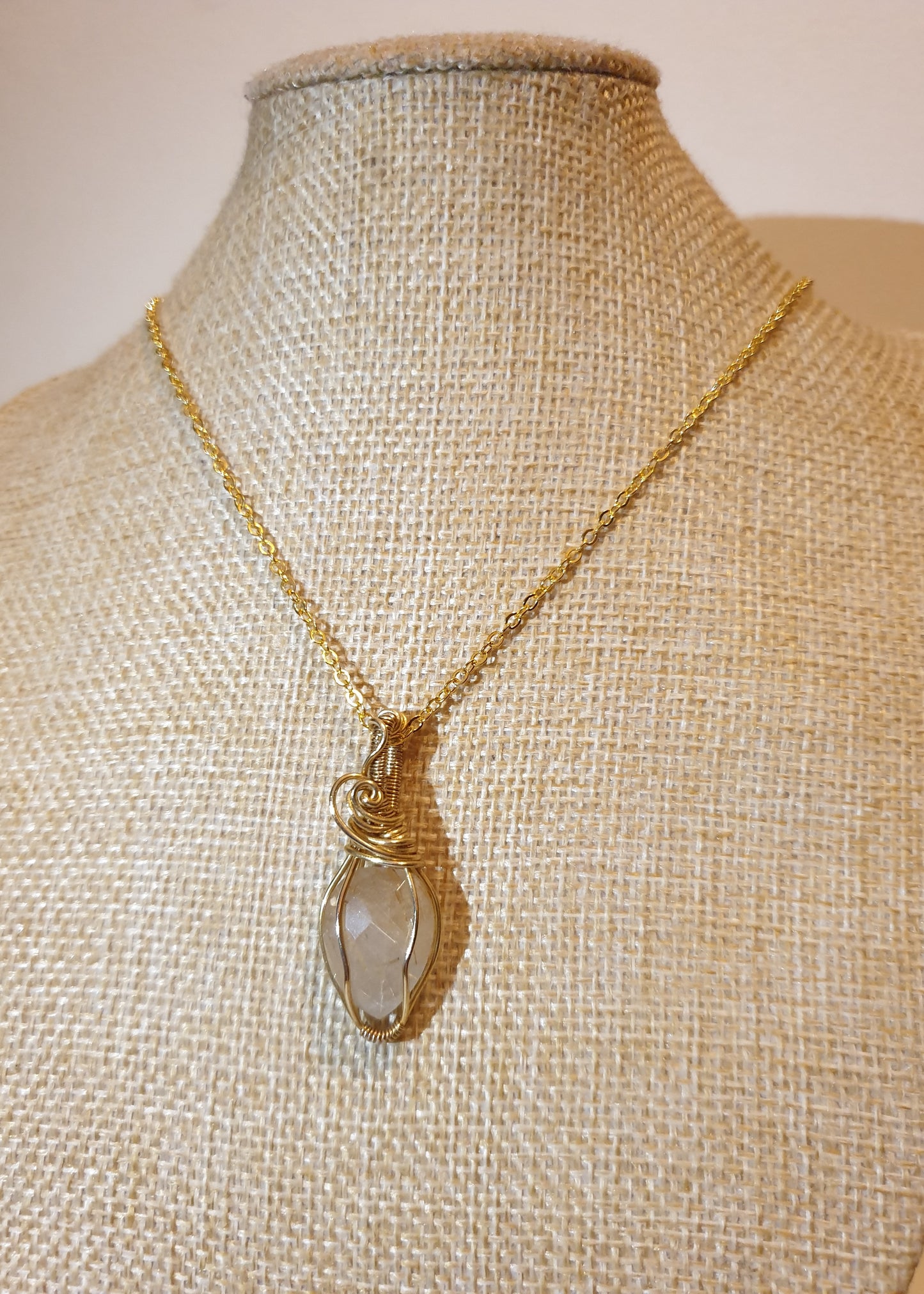 Faceted Golden Rutilated Quartz Pendant