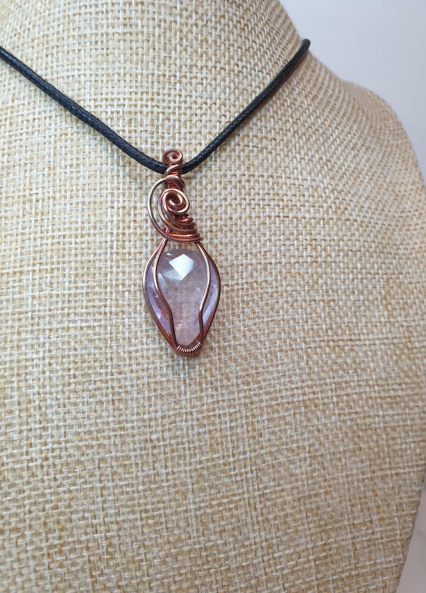 Faceted Amethyst Pendant With Flame Patina