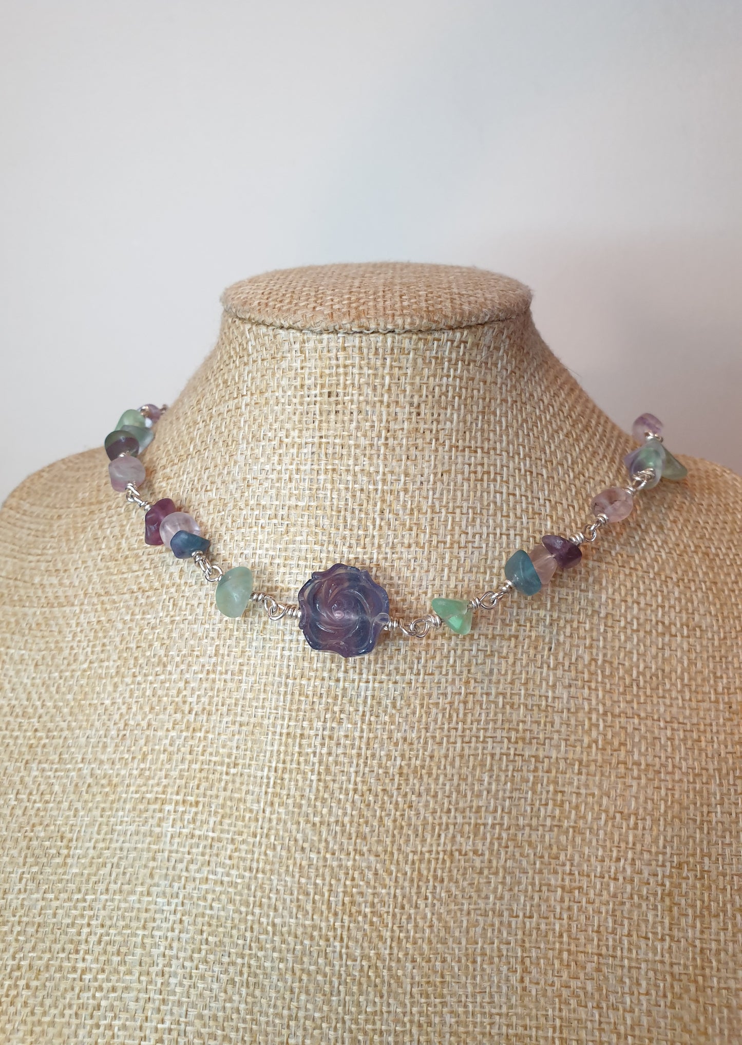 Carved Fluorite Flower Choker