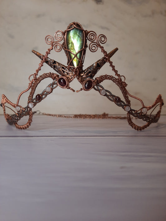 Labradorite, Garnet and Selenite Circlet