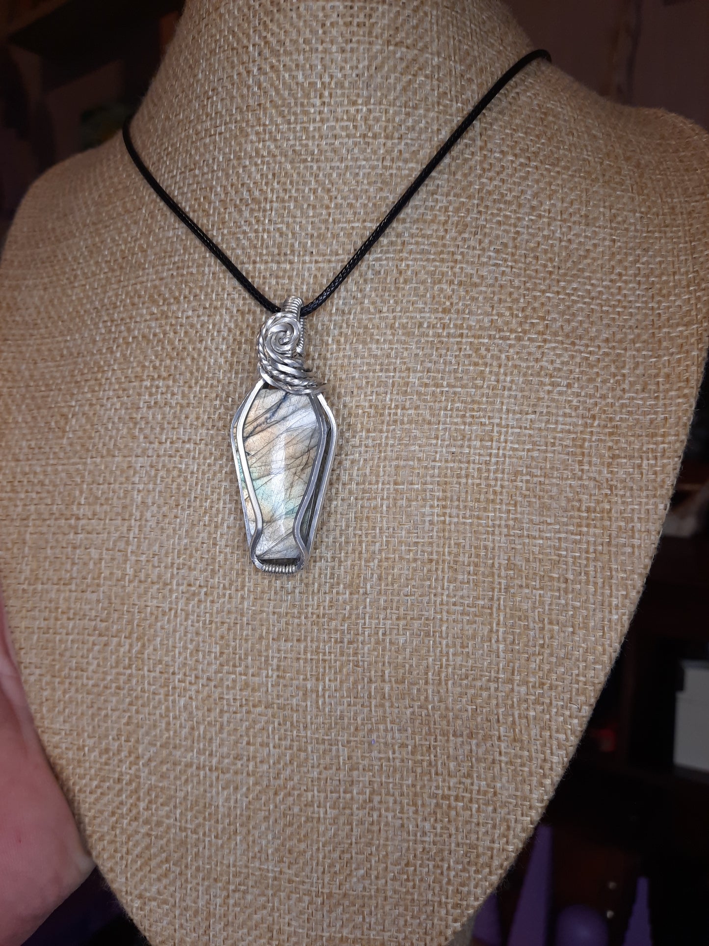 Labradorite Coffin Pendant