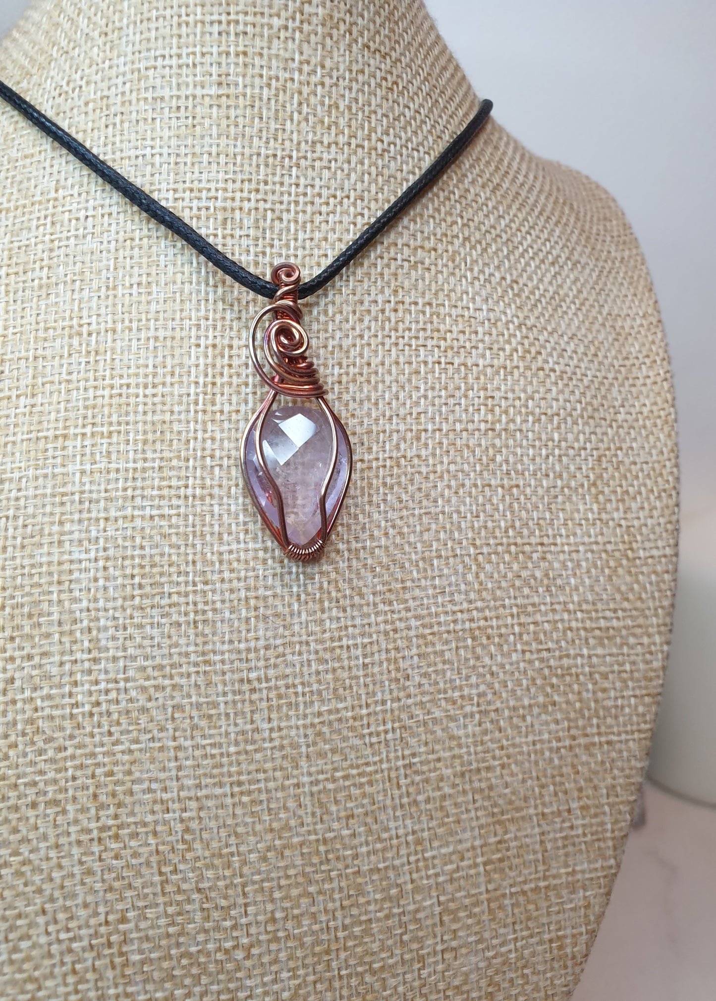 Faceted Amethyst Pendant With Flame Patina