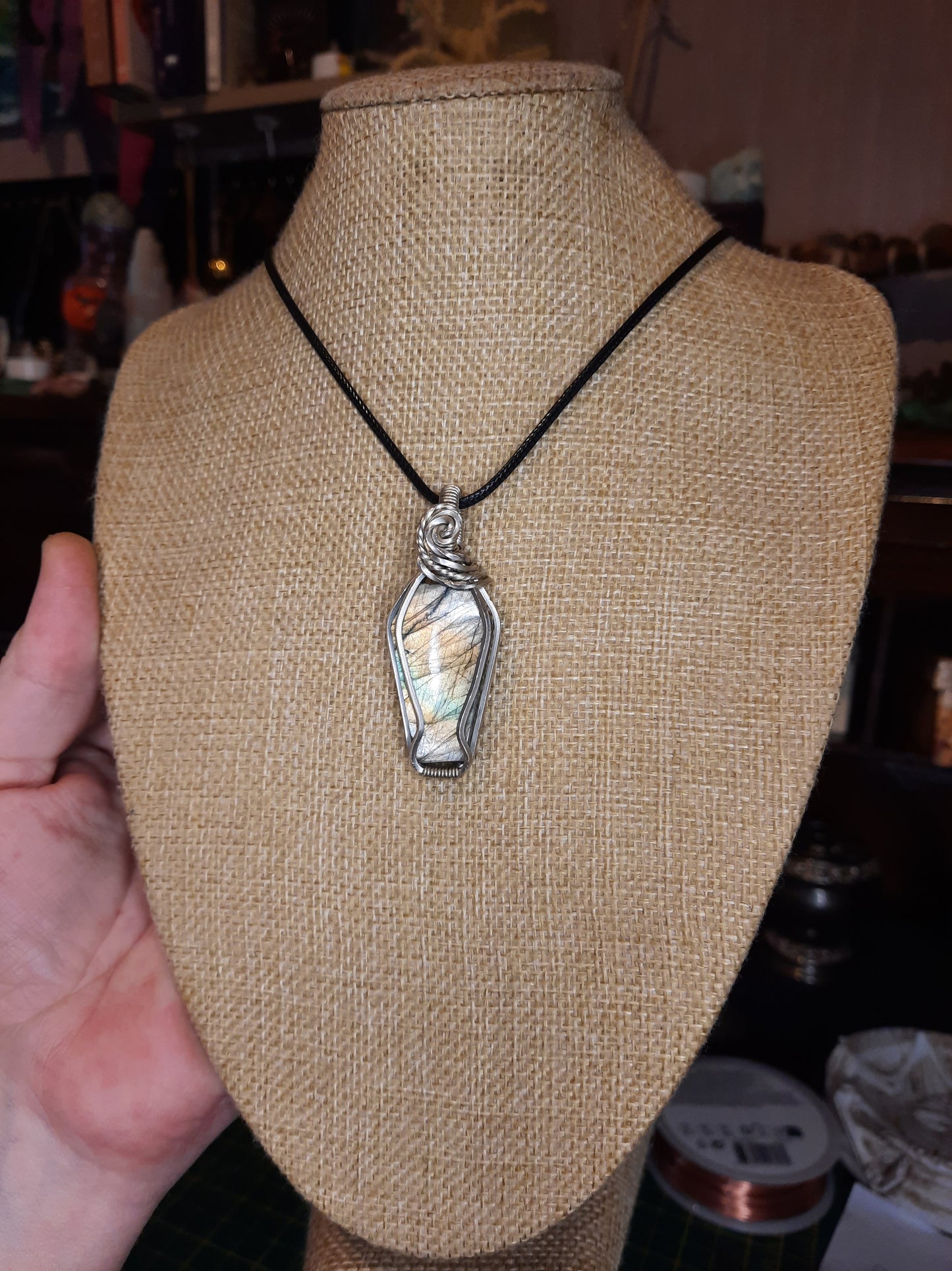 Labradorite Coffin Pendant