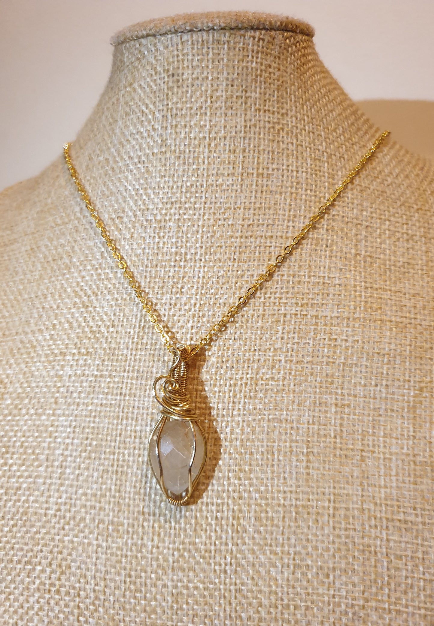 Faceted Golden Rutilated Quartz Pendant