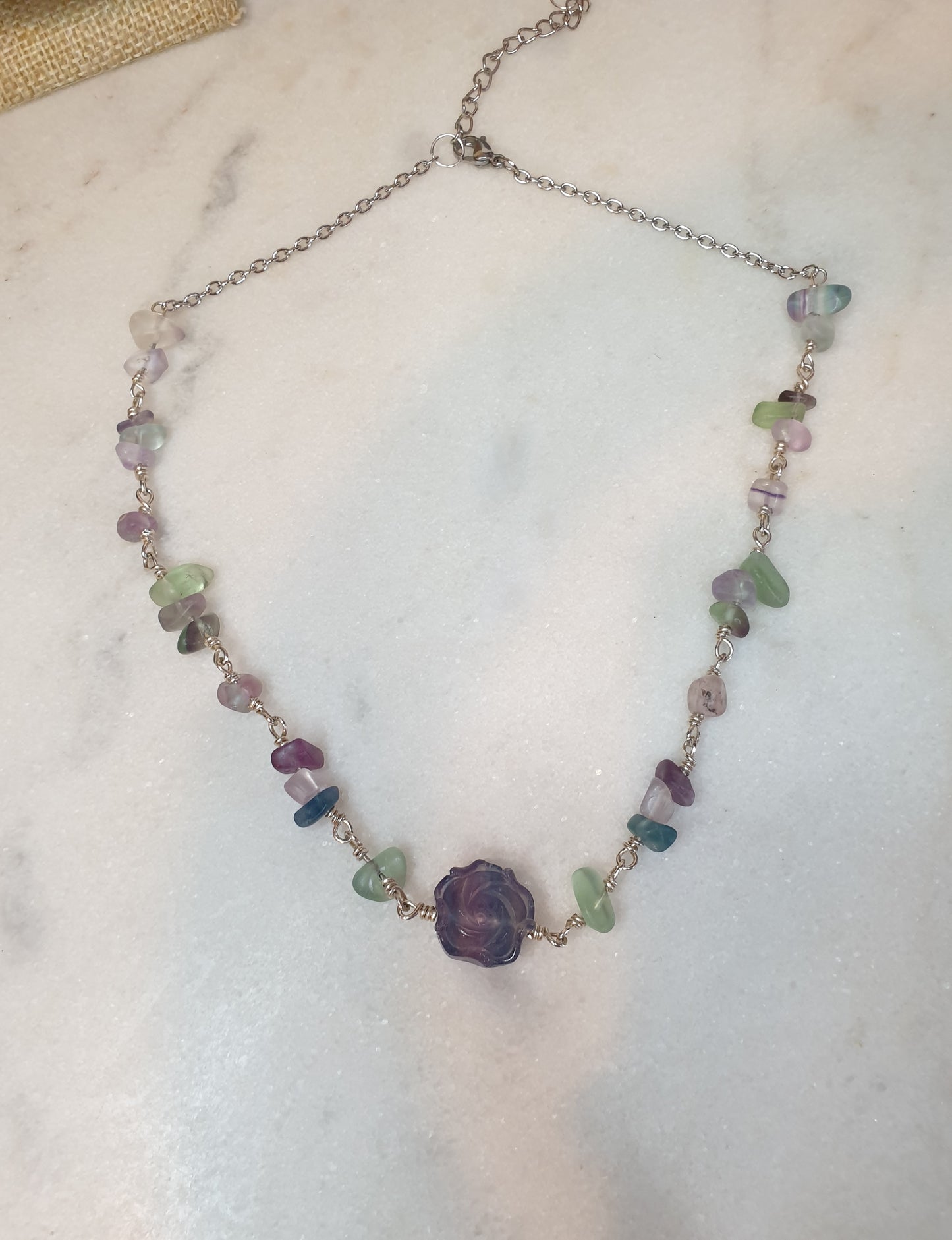 Carved Fluorite Flower Choker