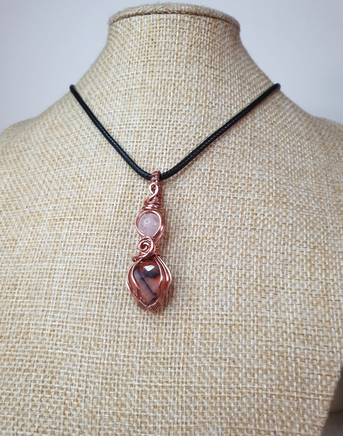 Faceted Carnelian and Rose Quartz