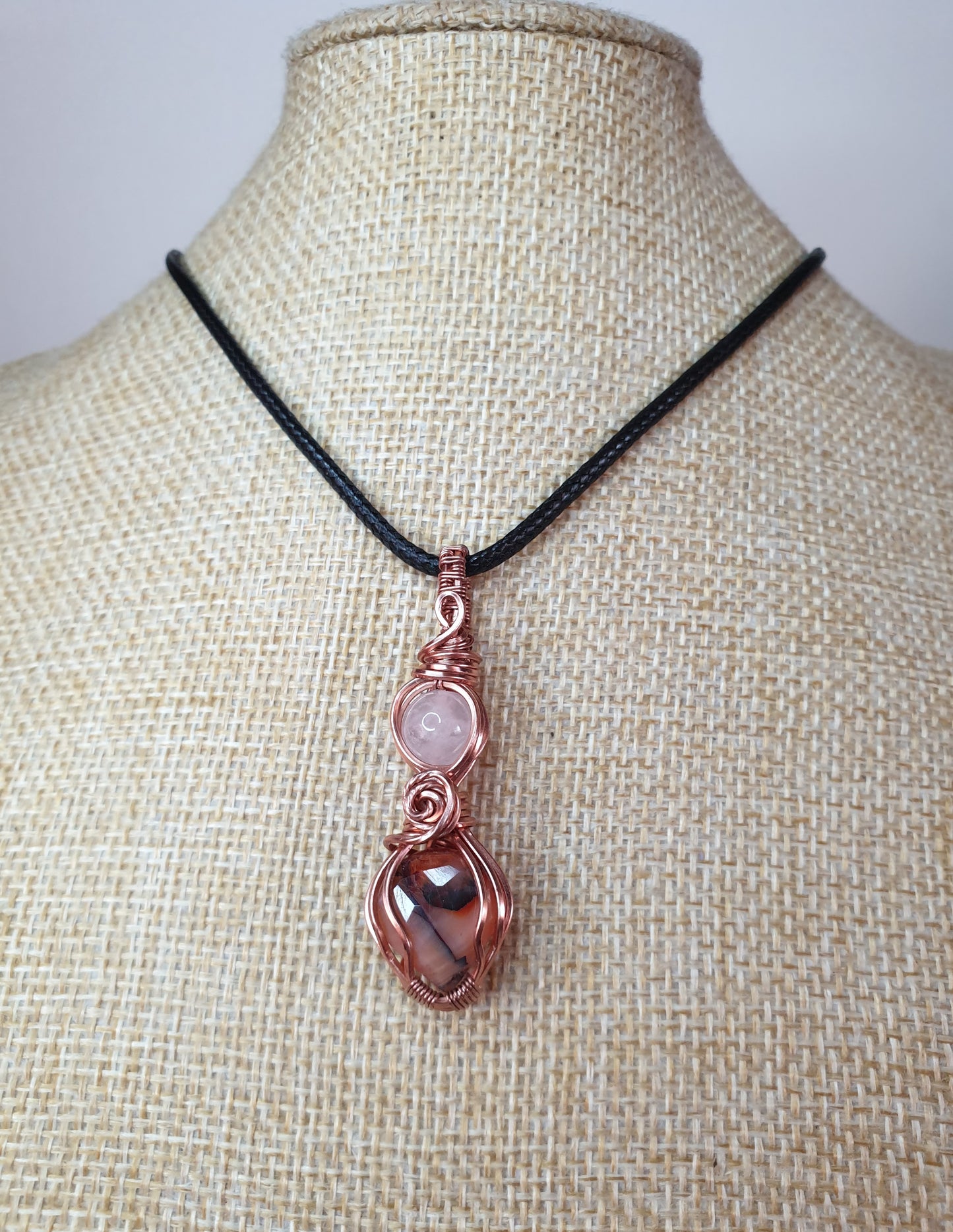 Faceted Carnelian and Rose Quartz