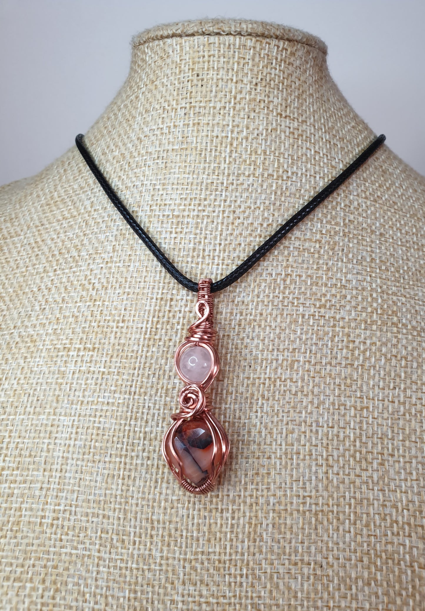 Faceted Carnelian and Rose Quartz