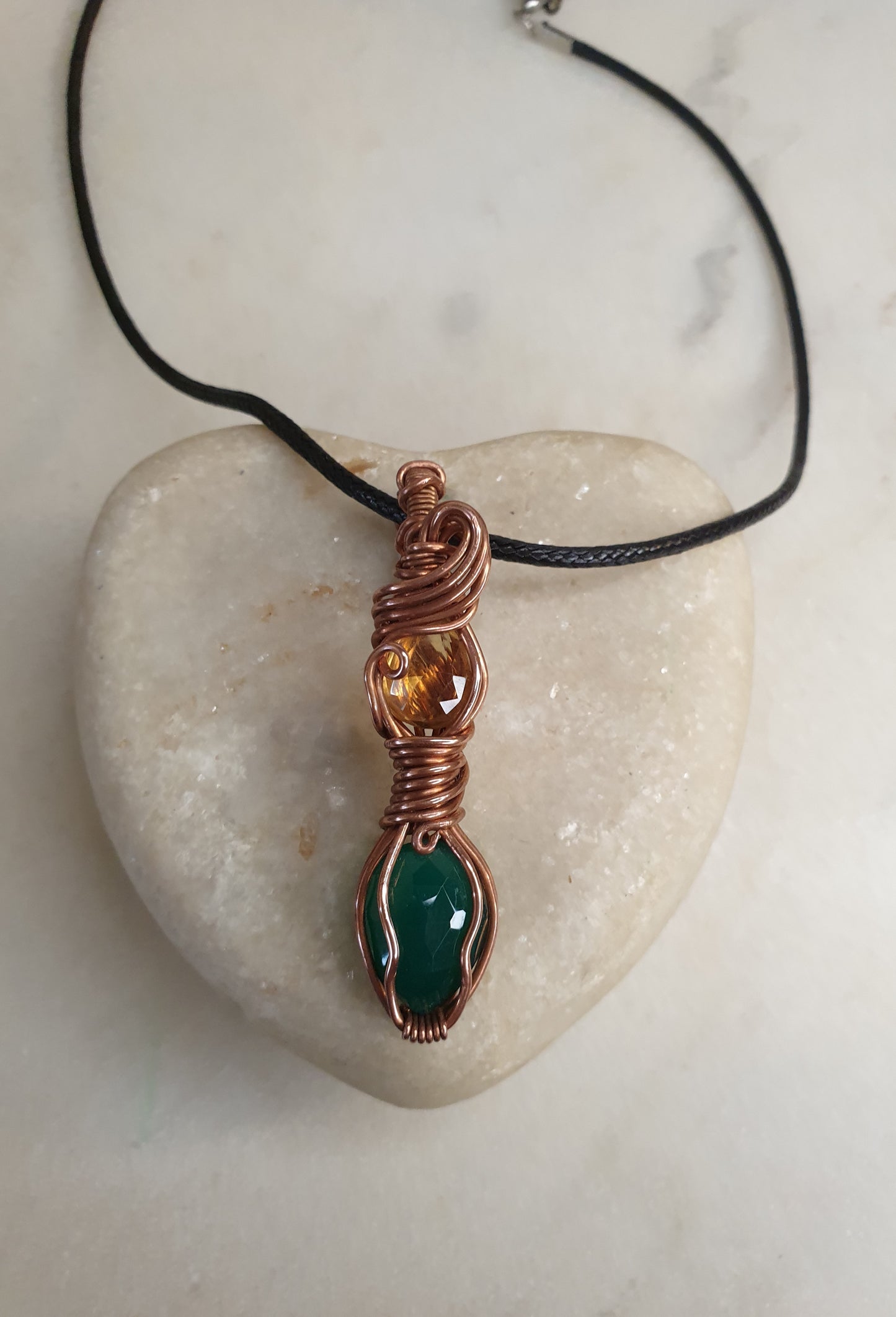 Lemon Quartz and Green Onyx pendant