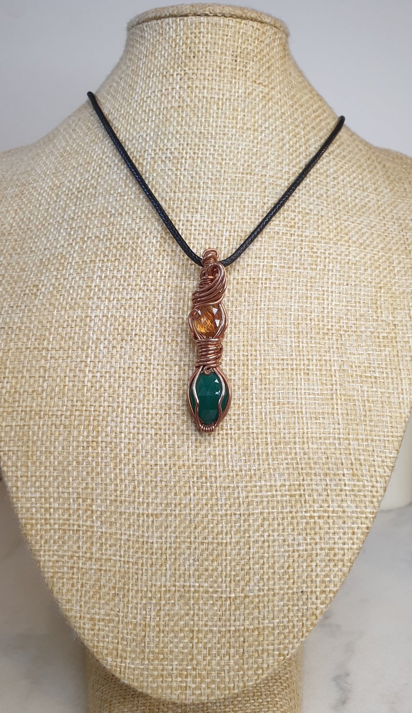 Lemon Quartz and Green Onyx pendant