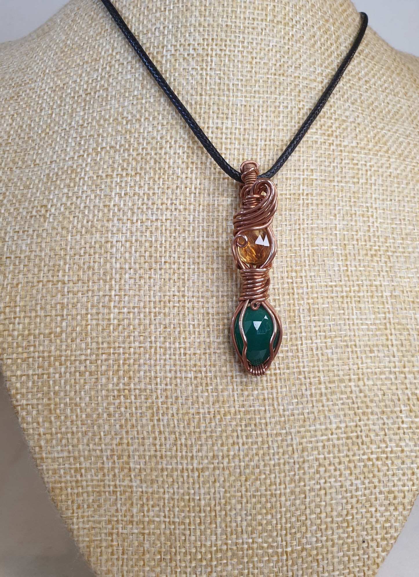 Lemon Quartz and Green Onyx pendant