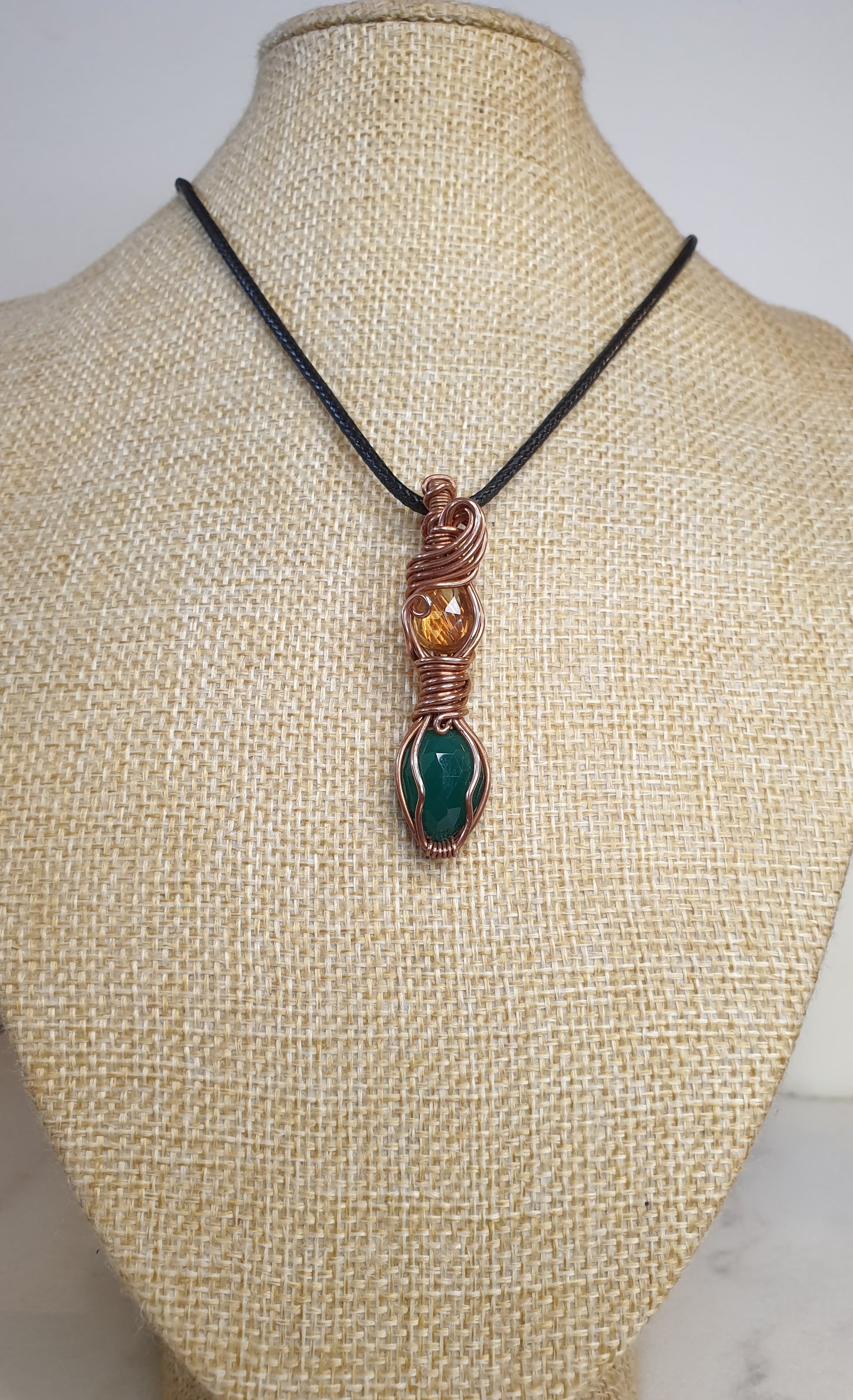 Lemon Quartz and Green Onyx pendant