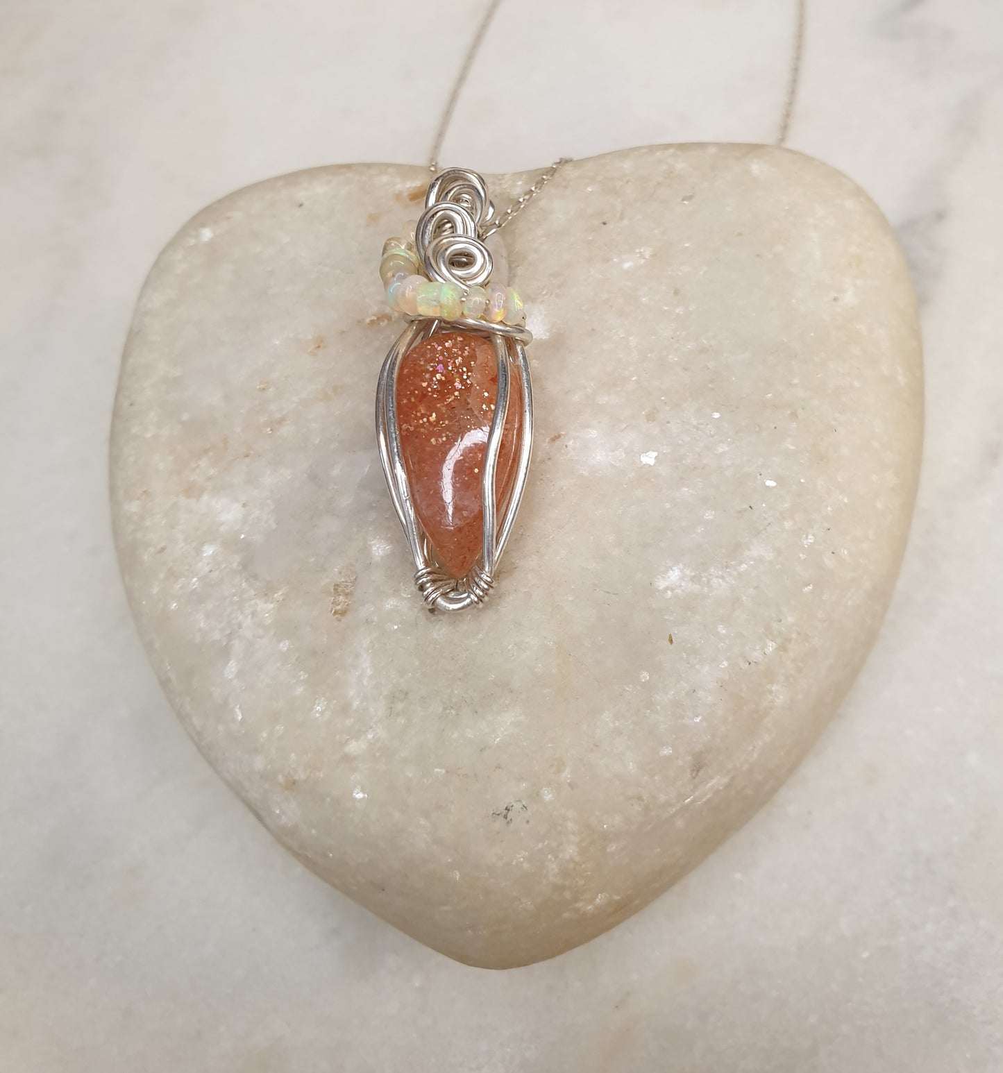 Sunstone and Ethiopian Opal Pendant