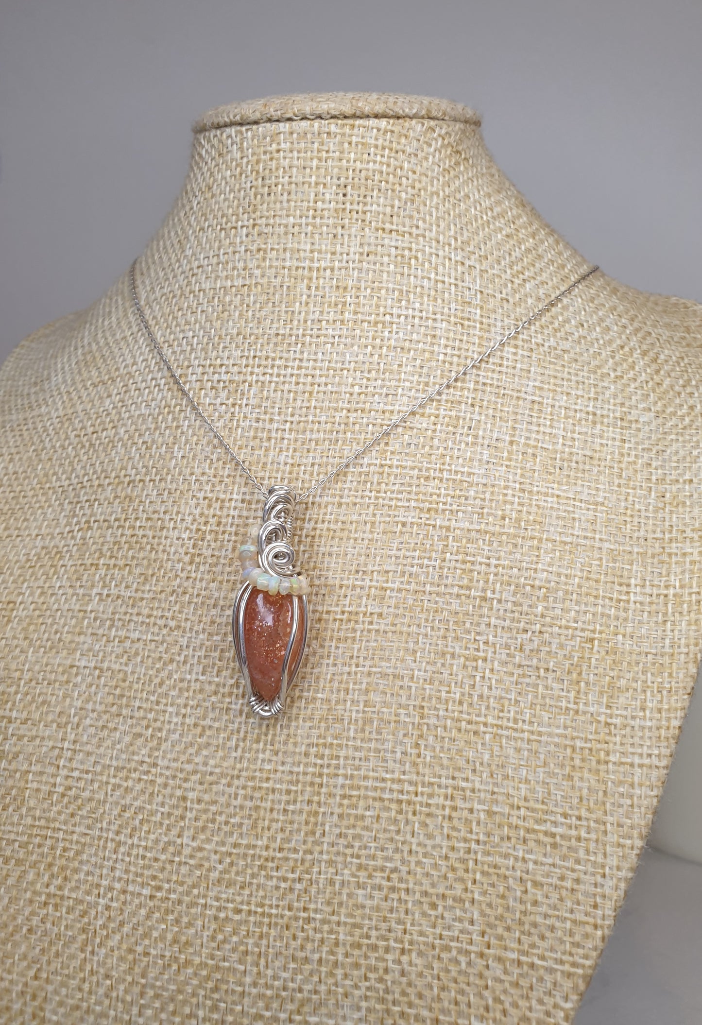 Sunstone and Ethiopian Opal Pendant