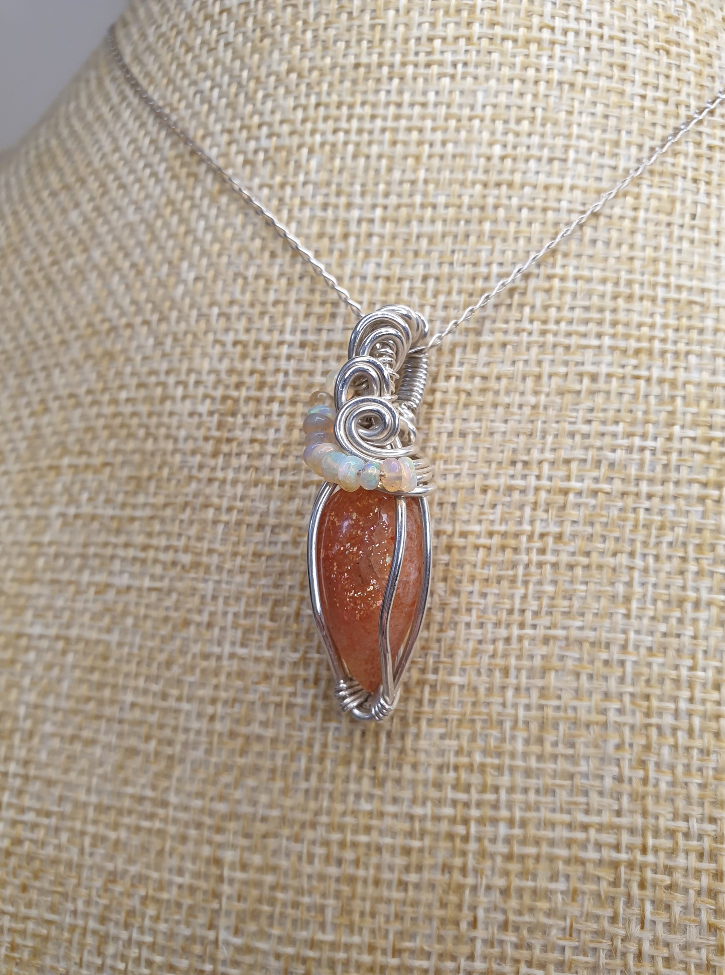 Sunstone and Ethiopian Opal Pendant