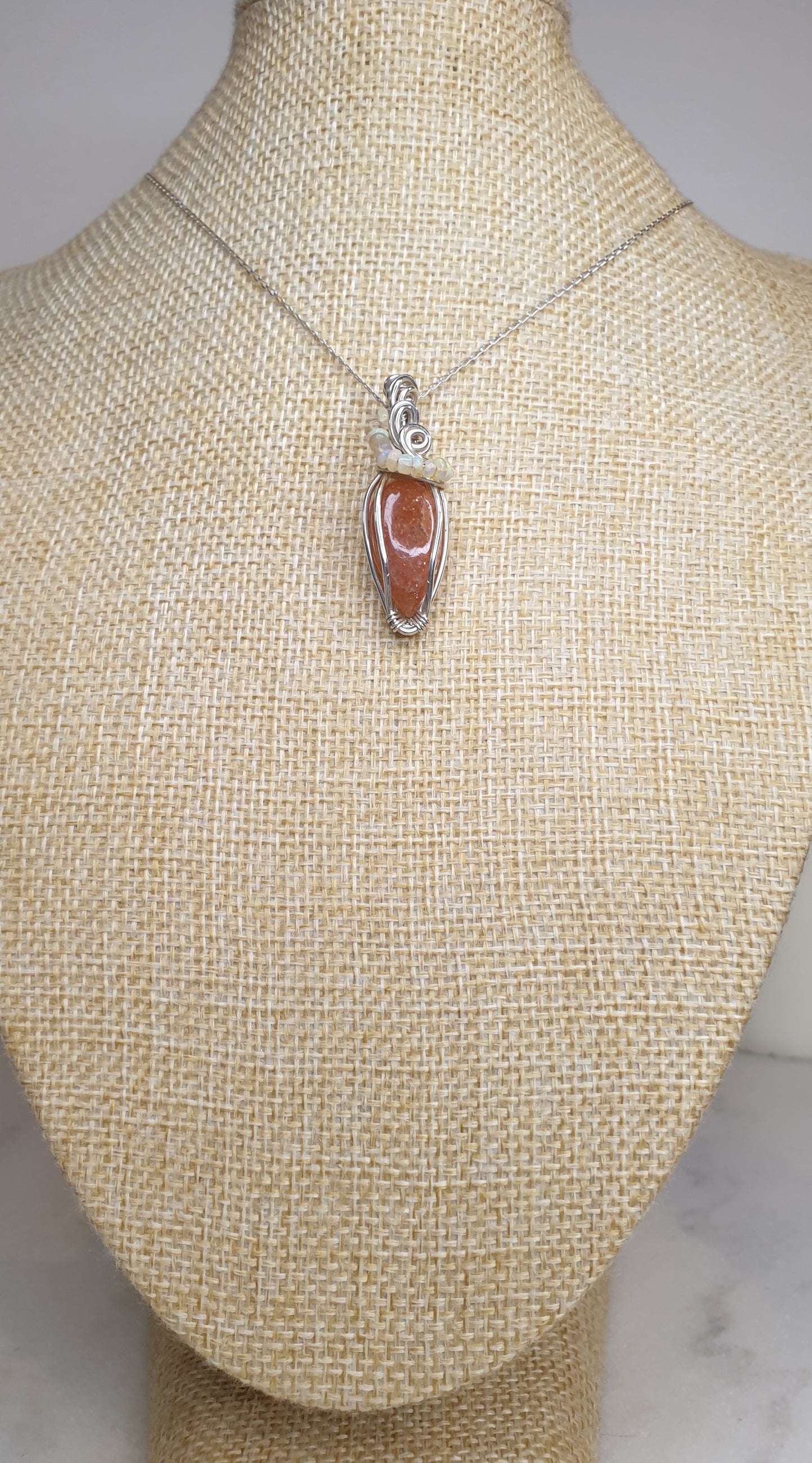 Sunstone and Ethiopian Opal Pendant