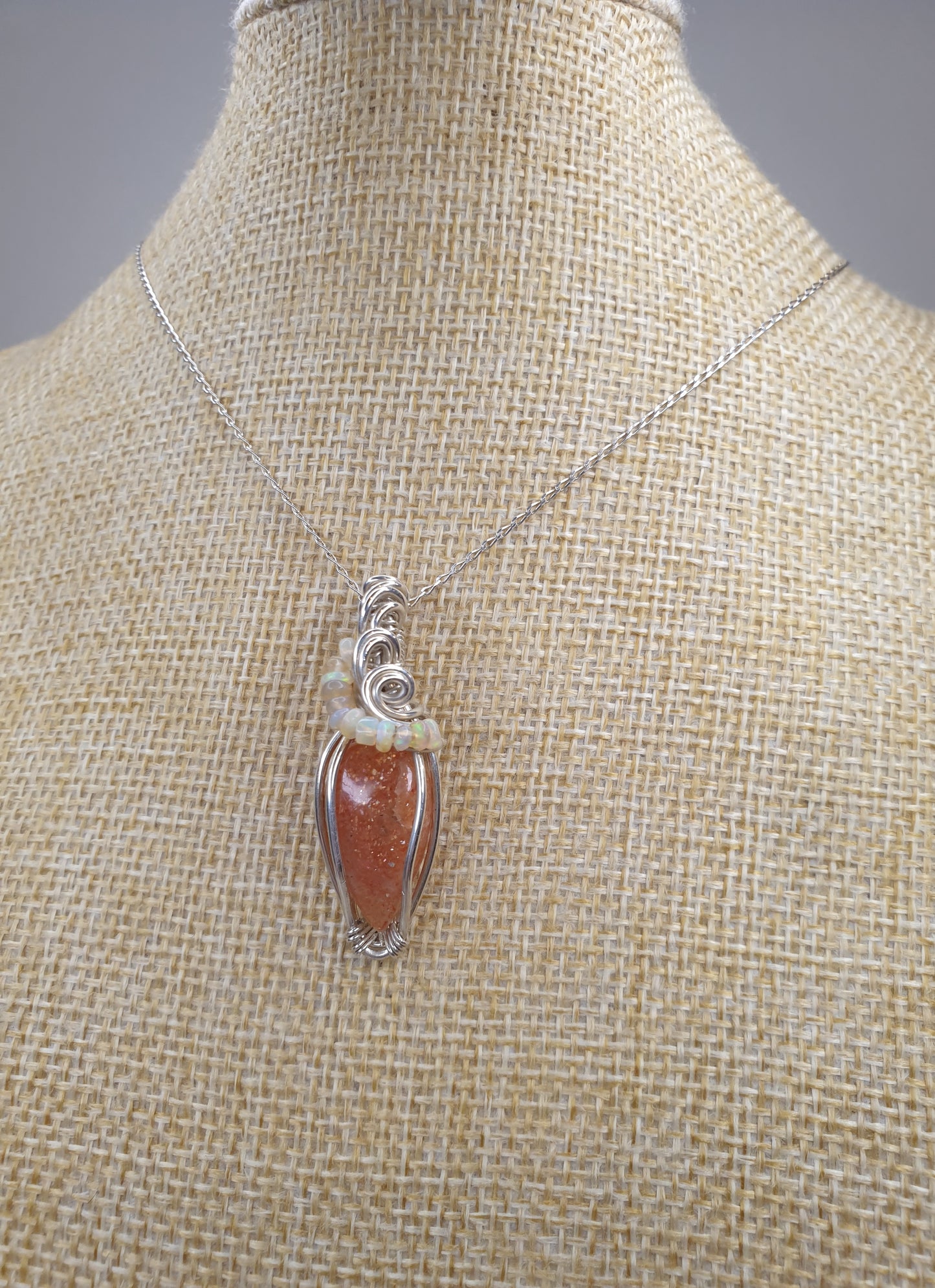 Sunstone and Ethiopian Opal Pendant