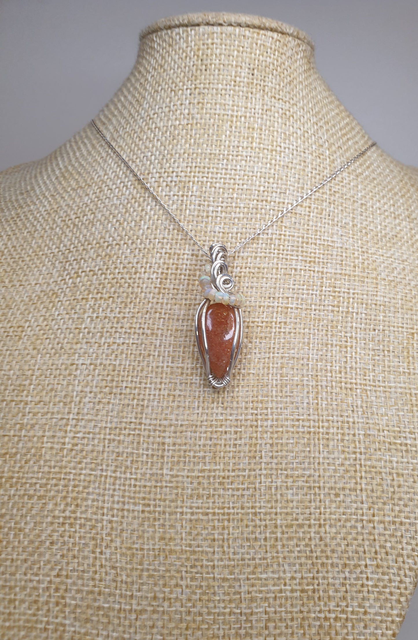 Sunstone and Ethiopian Opal Pendant