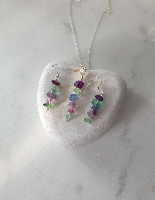 Fluorite jewellery set